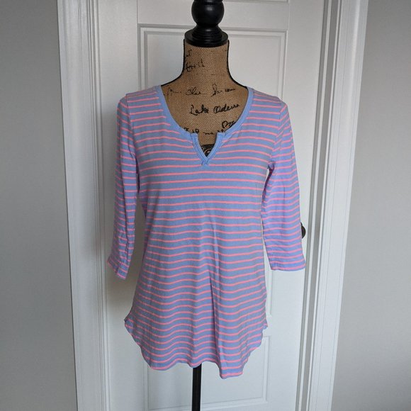 🛍️ BUNDLE ONLY | GAP purple/pink striped knit top Medium - Picture 1 of 12